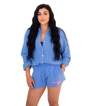 Royal Blue Mykonos Jet Setter Gauze Shirt