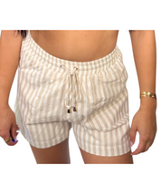 Striped Beige Linen Shorts