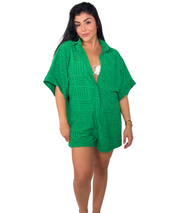 Green Terry Cloth Romper