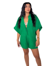 Green Terry Cloth Romper