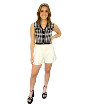 White Woven Pleated Shorts