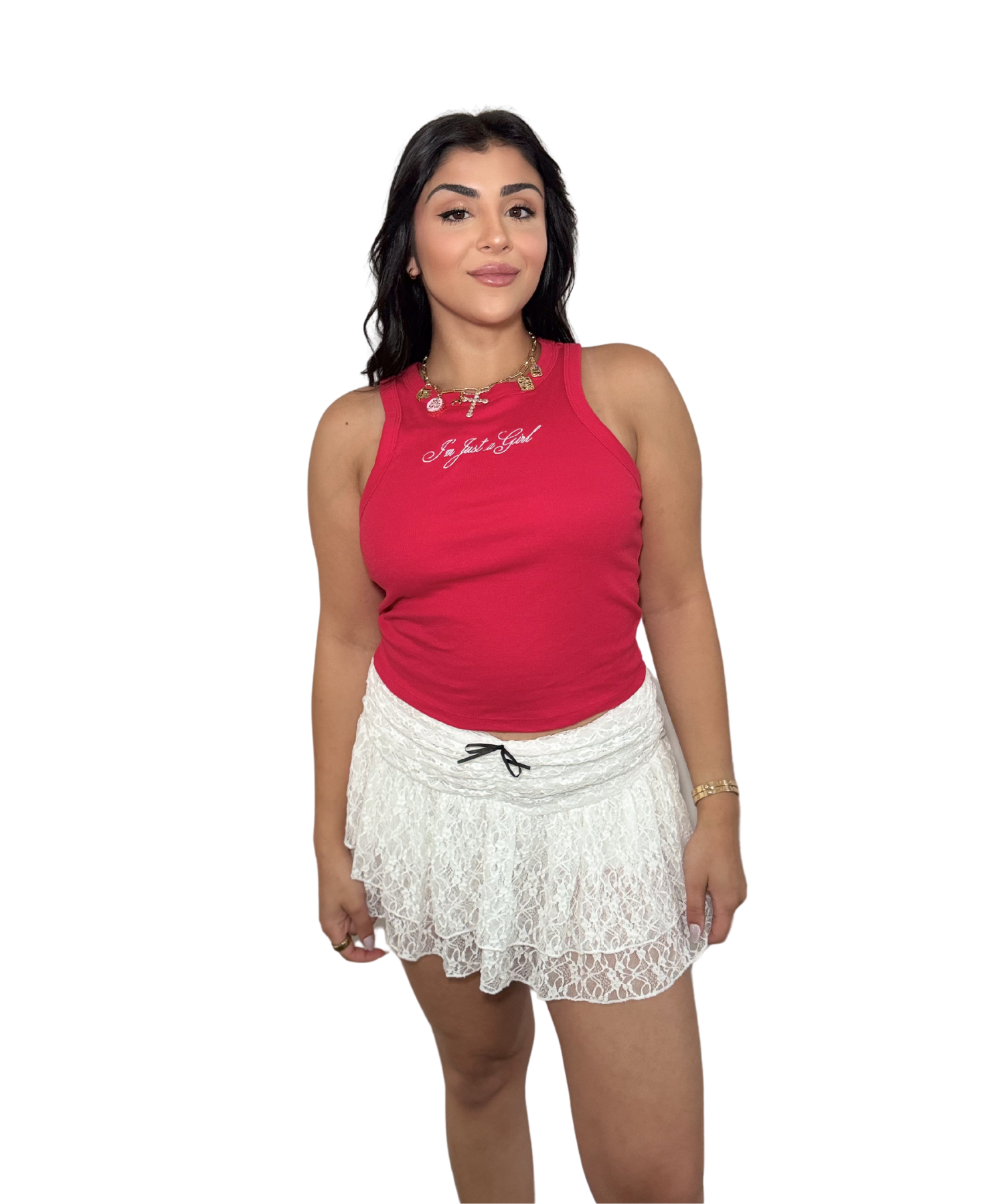 White Ruffle Mini Skort