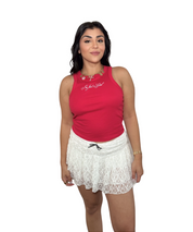 White Ruffle Mini Skort