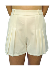 White Woven Pleated Shorts