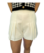 White Woven Pleated Shorts