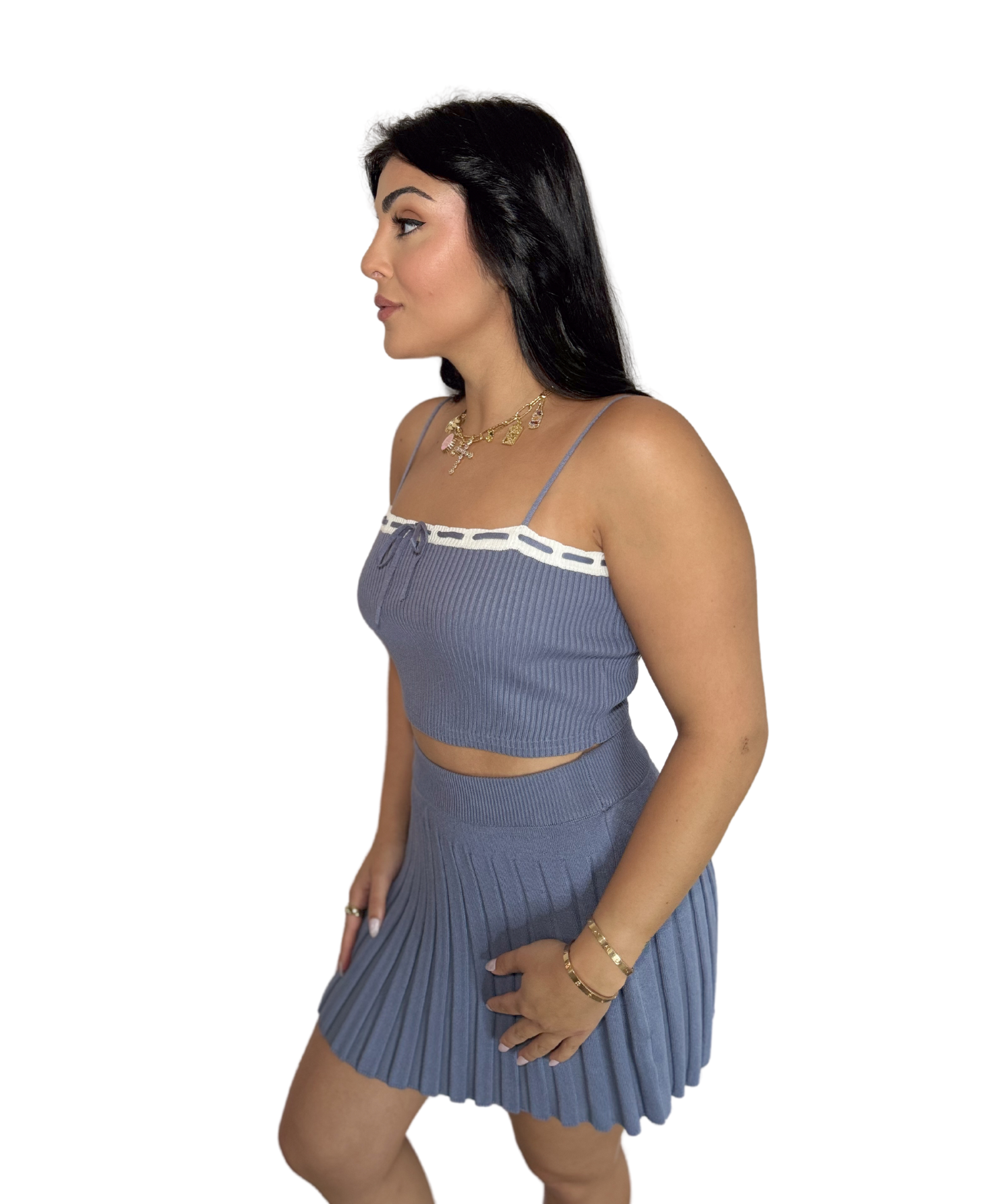 Knit Top and Pleat Skirt Set