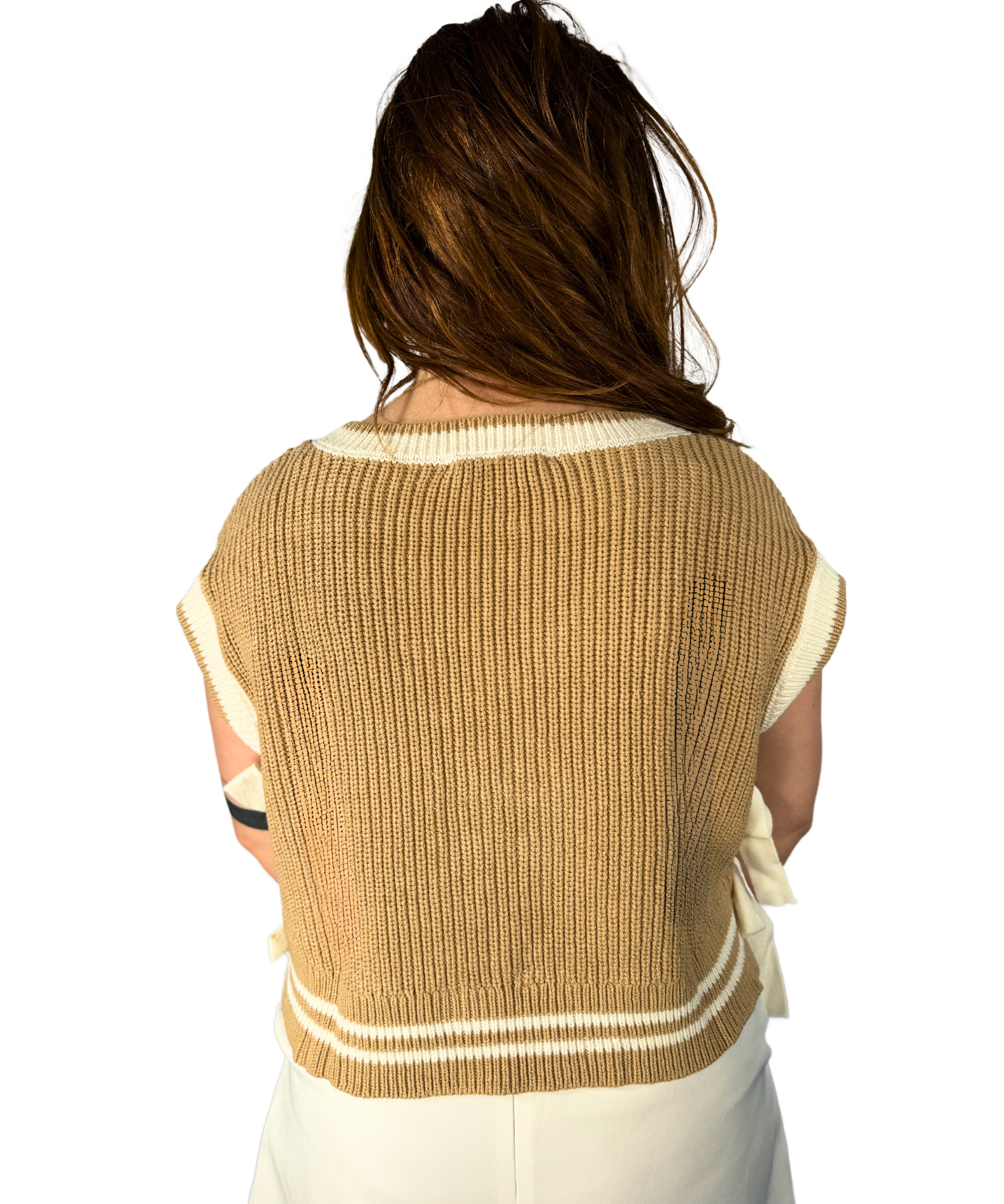 Tan V Neck Sweater Top