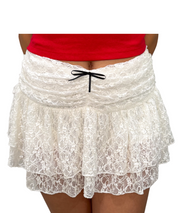 White Ruffle Mini Skort