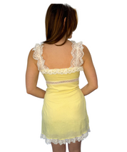 Yellow Lace Ruffle Mini Dress