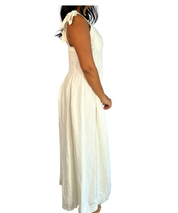 White Linen Pleat Wide Leg Jumpsuit