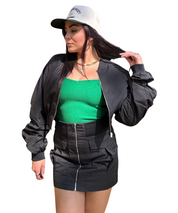 Black Cropped Cargo Bomber Jacket