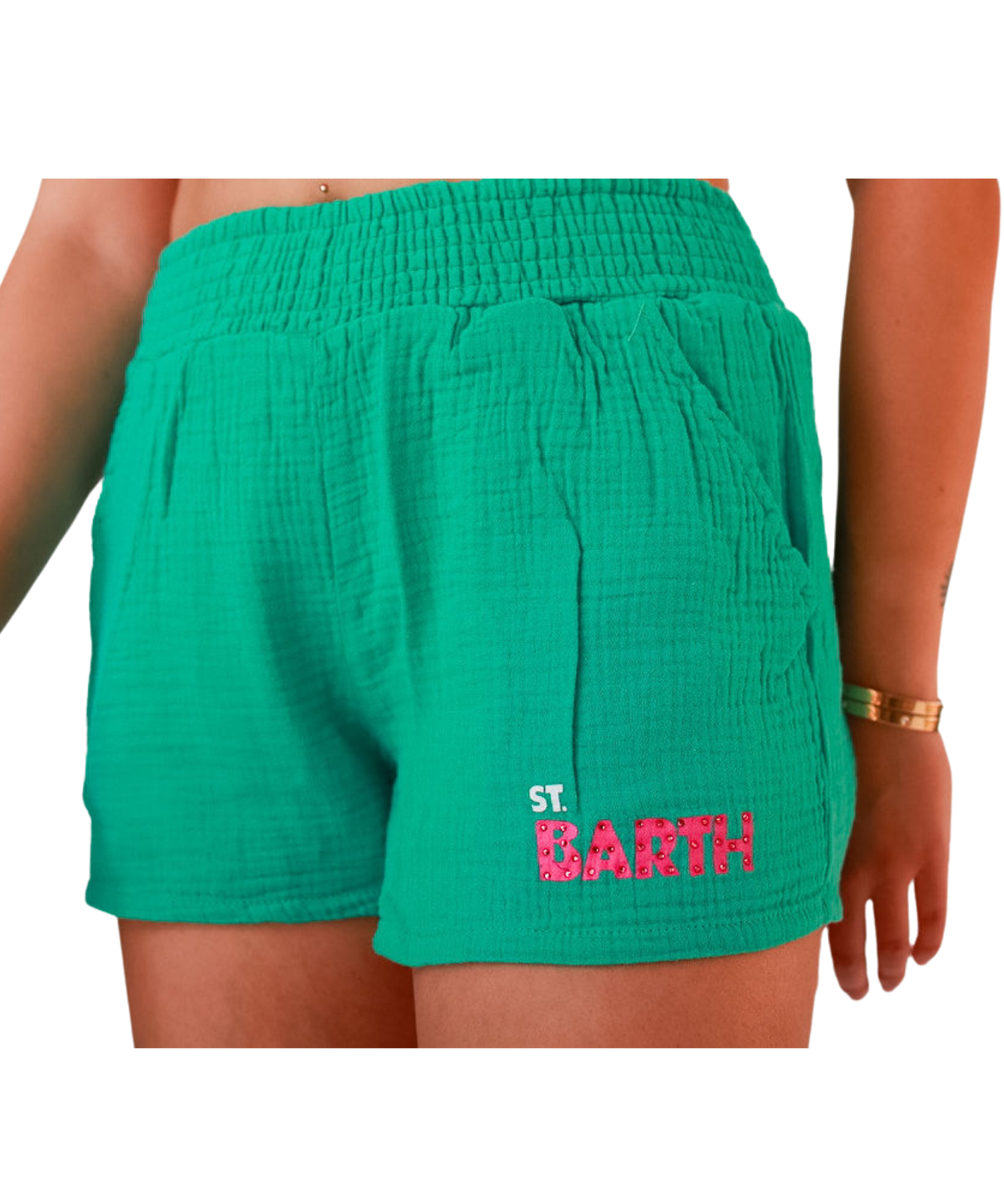 Apple Green St. Barth Jet Setter Gauze Shorts