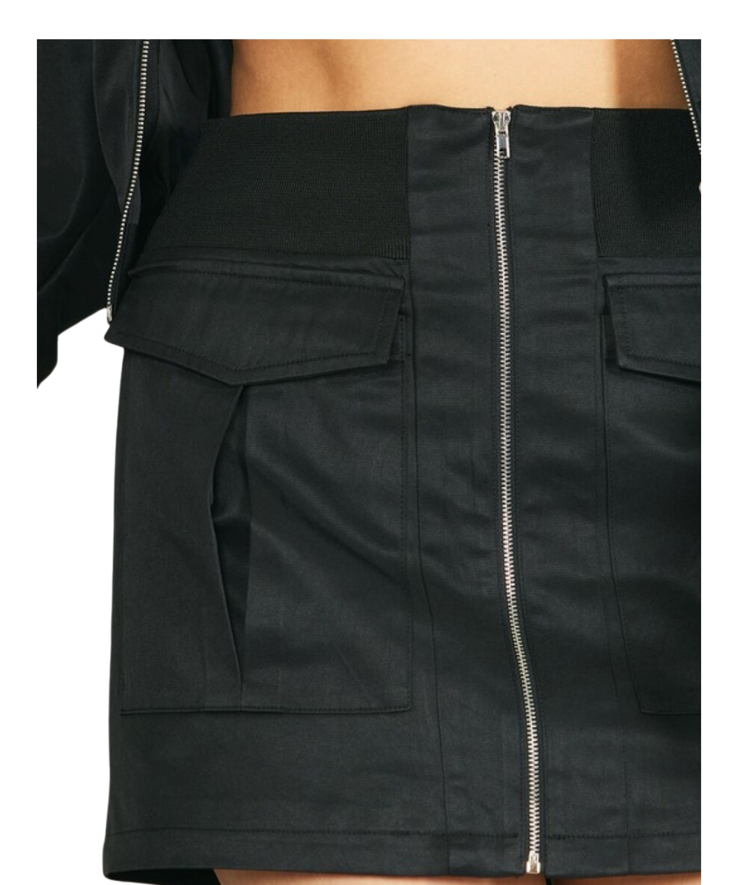 Black Cargo Mini Skirt